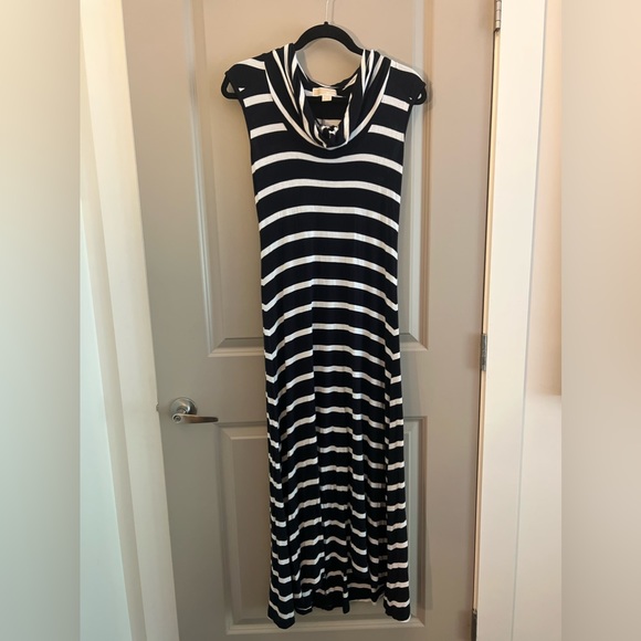 Michael Kors Tube Maxi Low High Dress Extra Long Nautical Striped with Cowl neck - Picture 3 of 11
